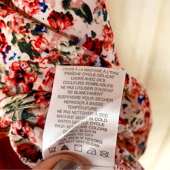 Carolina Belle Pink White Green Floral Short Sleeve Hi-Low Blouse Sz 1X - Picture 4 of 6